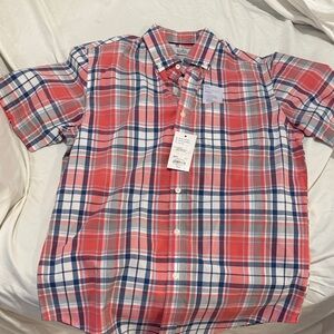 Croft & Barrow Men's Red and Blue Plaid Shirt